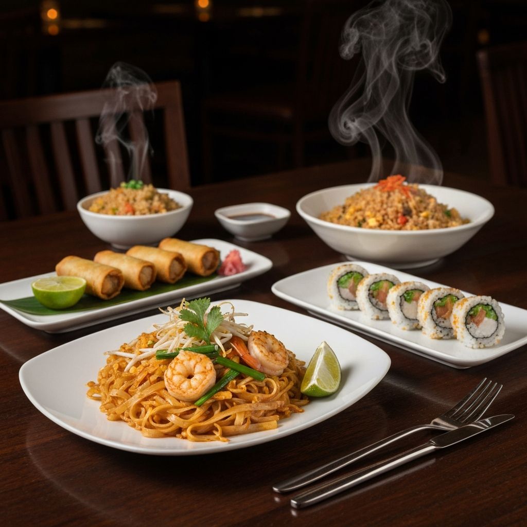 Utsökt thailändsk mat och sushi